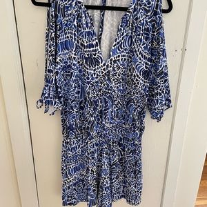 Lilly Pulitzer cold shoulder romper (blue)